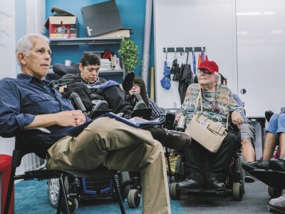 Allan Goldstein, a senior lecturer in NYU’s engineering school, invites people with disabilities into the classroom to consult with students.