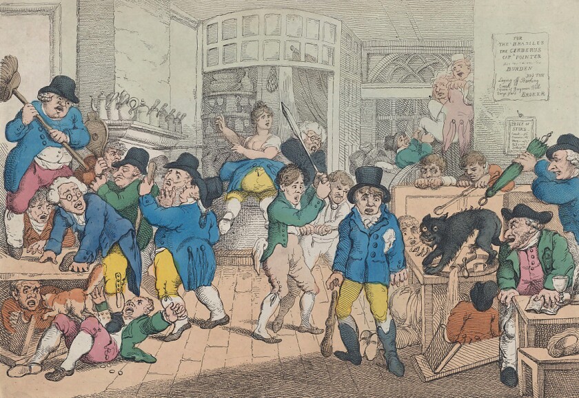 “A Mad Dog in a Coffee House,” 1809, by Thomas Rowlandson