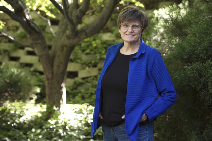 Hungarian biochemist Katalin Kariko poses for a photo in Budapest, Hungary, May 27, 2021.