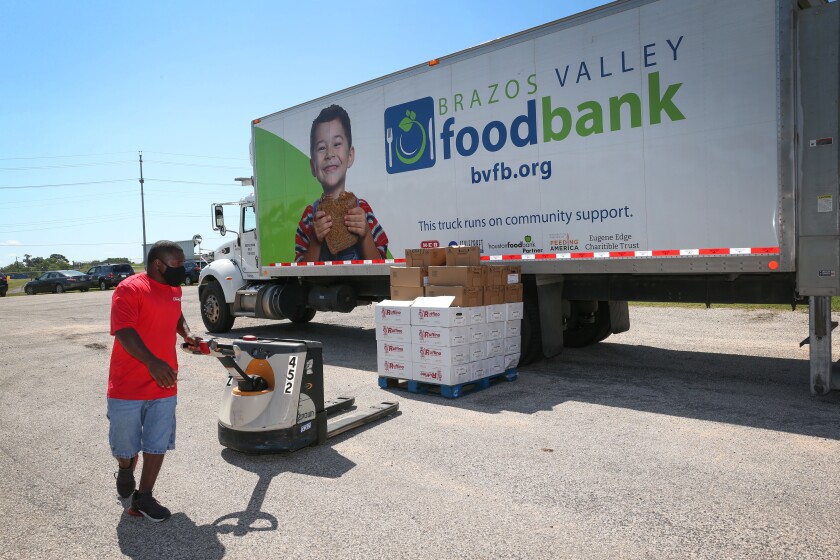 Brazos Valley Food Bank at the Washington County Fairgrounds, May 27, 2020.