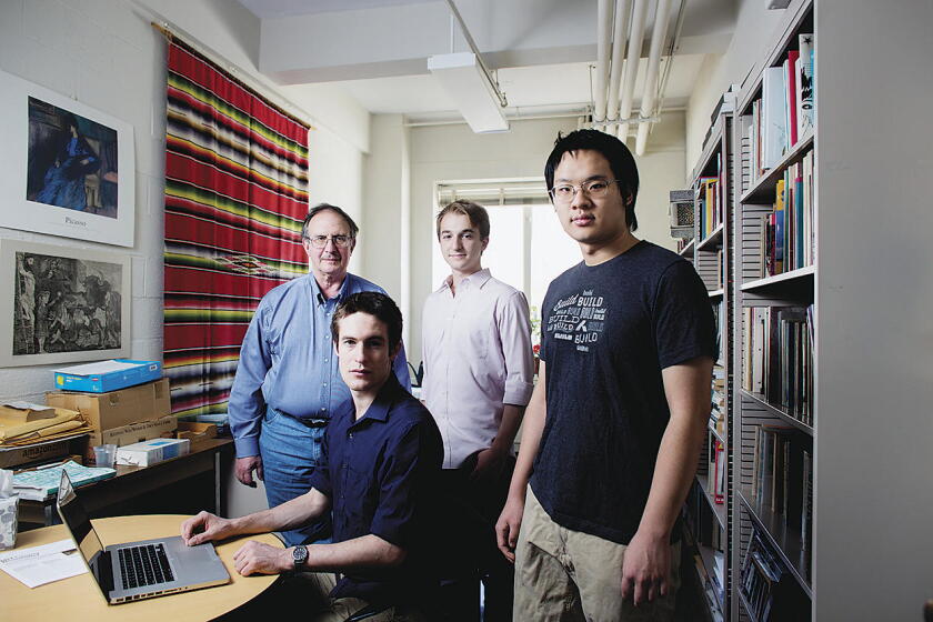 Les Perelman (left), with the help of students at MIT and Harvard, created the Babel Generator,
a software program that generates meaningless essays to test the mettle of machine graders.