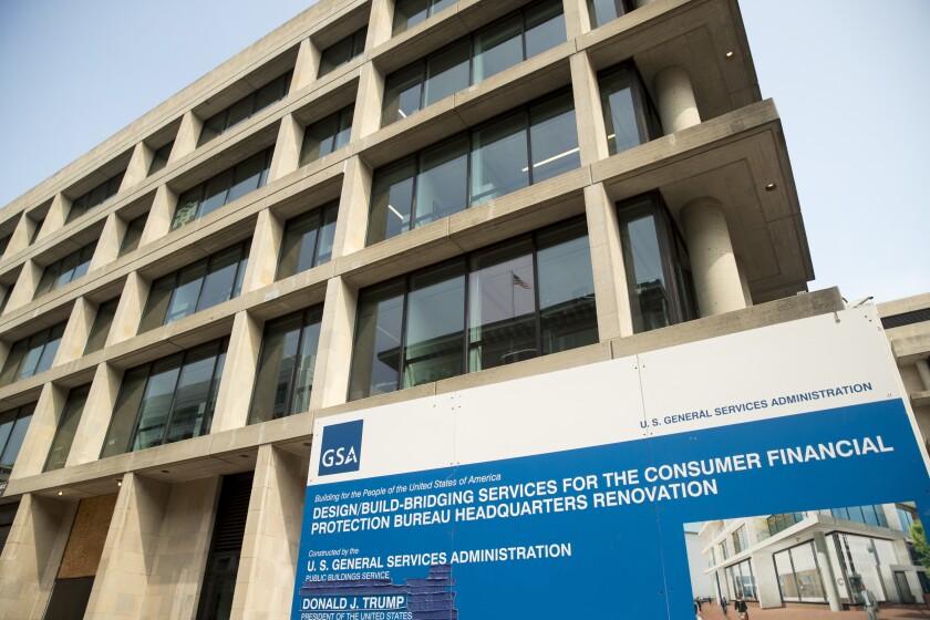 The top student-loan official at the Consumer Financial Protection Bureau (pictured) wrote in his resignation letter that the federal agency does the “bare minimum” to protect consumers but goes “above and beyond” to cater to big companies.