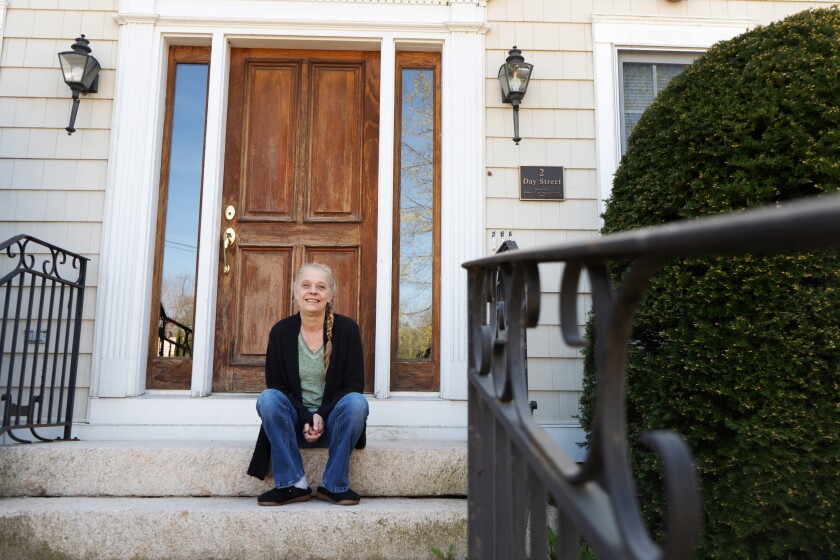 Rhonda Robbins, a developmental service provider in her new apartment in Kennebunk, Maine on Monday, May 9, 2022.