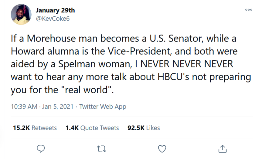 Tweet for 1/19/2021 Race on Campus NL