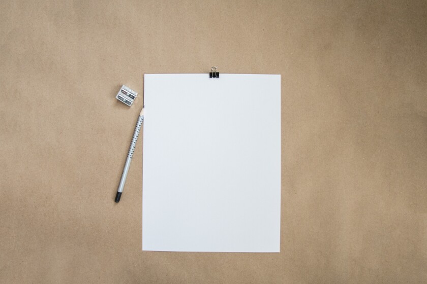 blank sheet of paper on a table