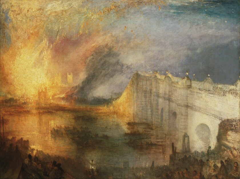 The Burning of the Houses of Lords and Commons, 16th October, 1834 (oil on canvas)