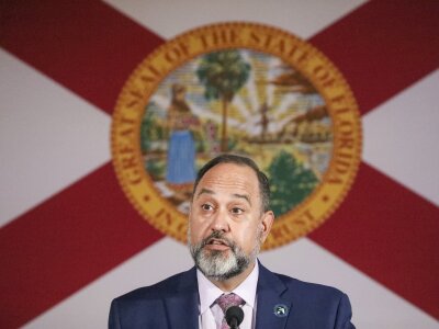 Ray Rodrigues, Chancellor of the State University System of Florida, speaks during a press conference before Gov. Ron DeSantis signs legislation on Monday, May 15, 2023, banning state funding for diversity, equity, and inclusion programs at Florida's public universities, at New College of Florida in Sarasota.